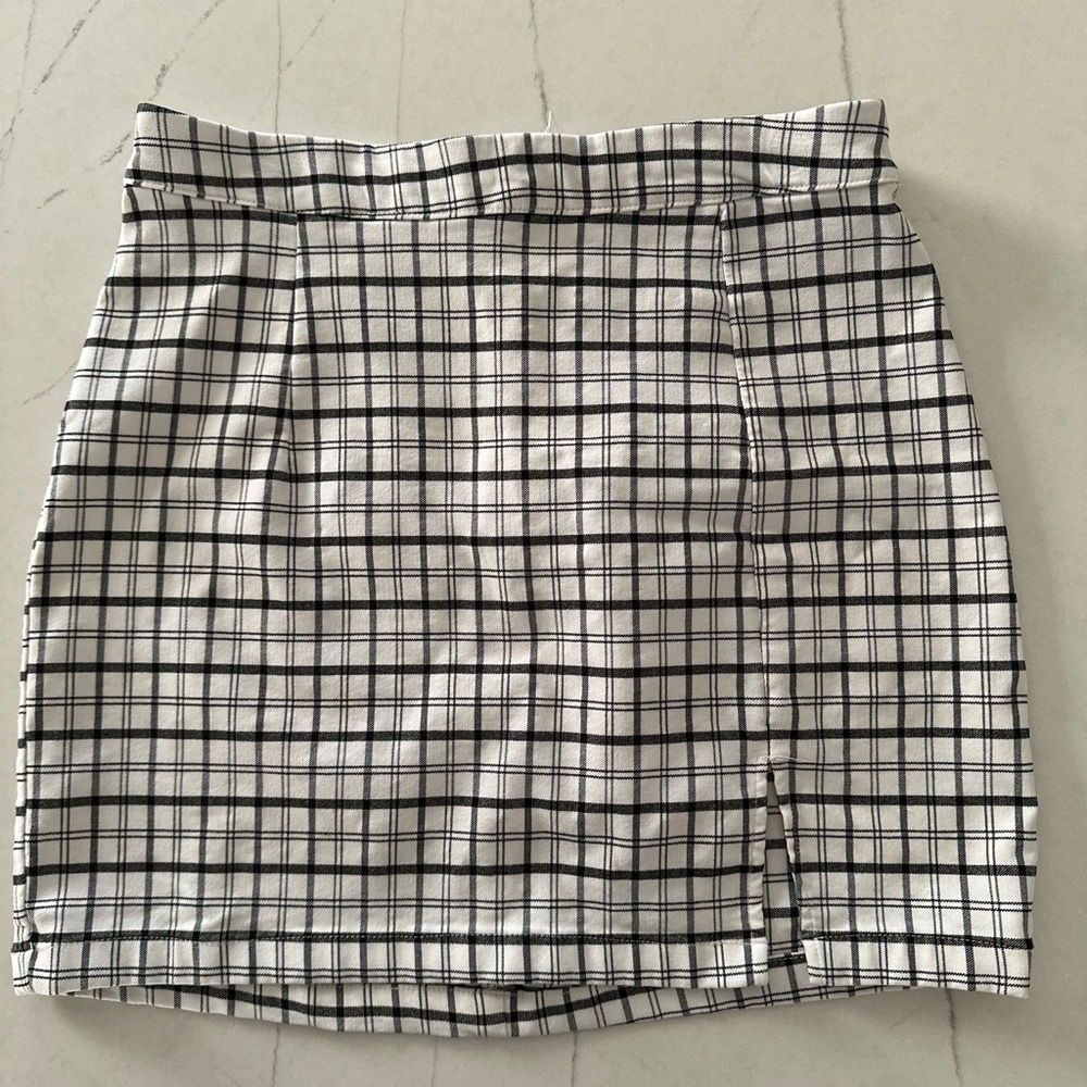 Garage Black and White Plaid Mini Skirt